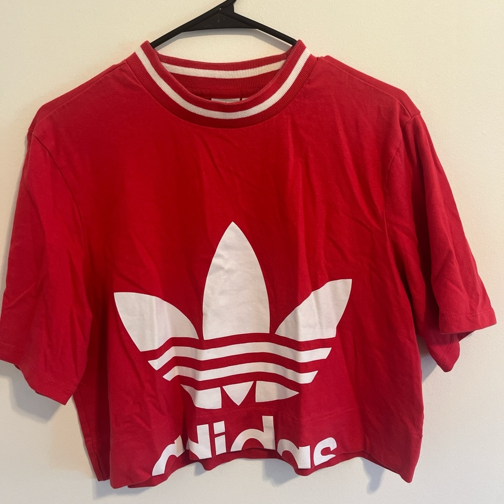 Adidas Kids Red Tee with White Logo